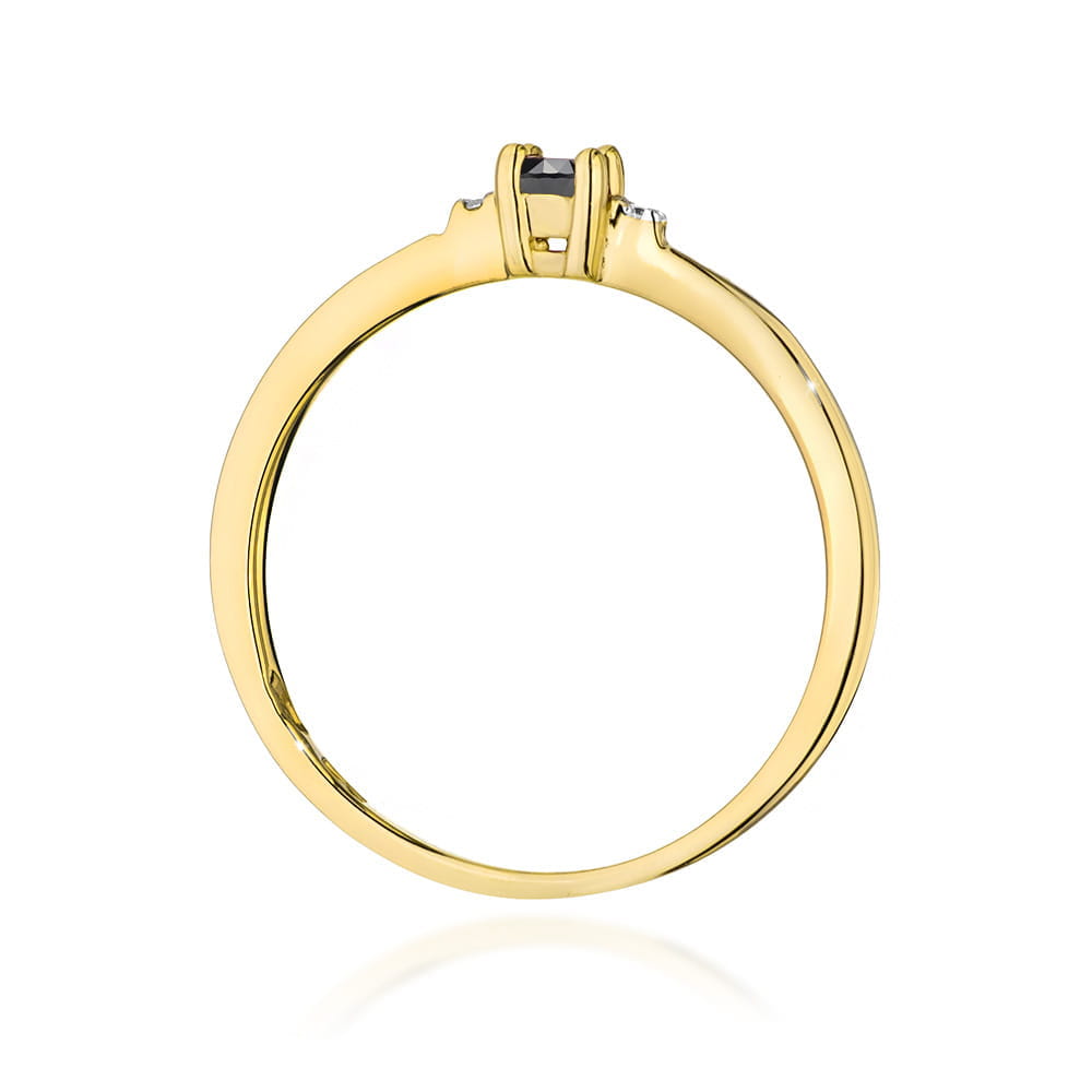 Pierścionek Czarny Diament 0,12ct żółte złoto 3 Pierścionek Czarny Diament 0,12ct żółte złoto - obrazek 3