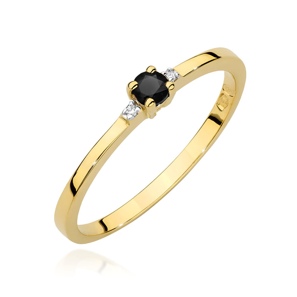 Pierścionek Czarny Diament 0,12ct żółte złoto 1 Pierścionek W0464 Czarny Diament 0