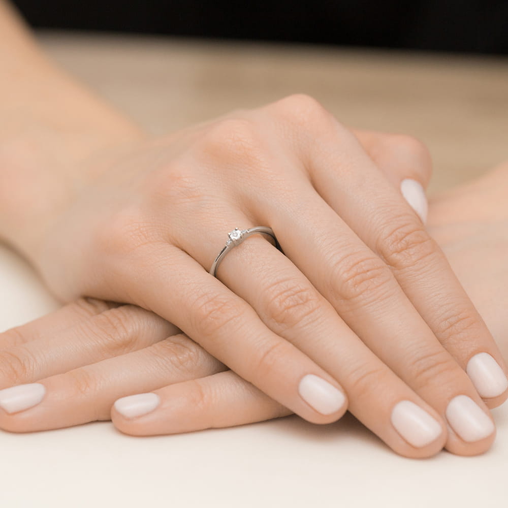 Pierścionek Diament 0,01ct białe złoto 4 Pierścionek Diament 0,01ct białe złoto - obrazek 4