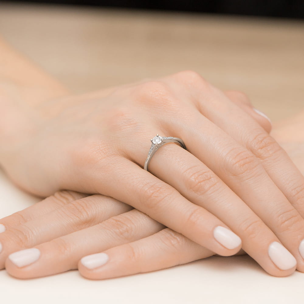 Pierścionek Diament 0,08ct białe złoto 4 Pierścionek Diament 0,08ct białe złoto - obrazek 4