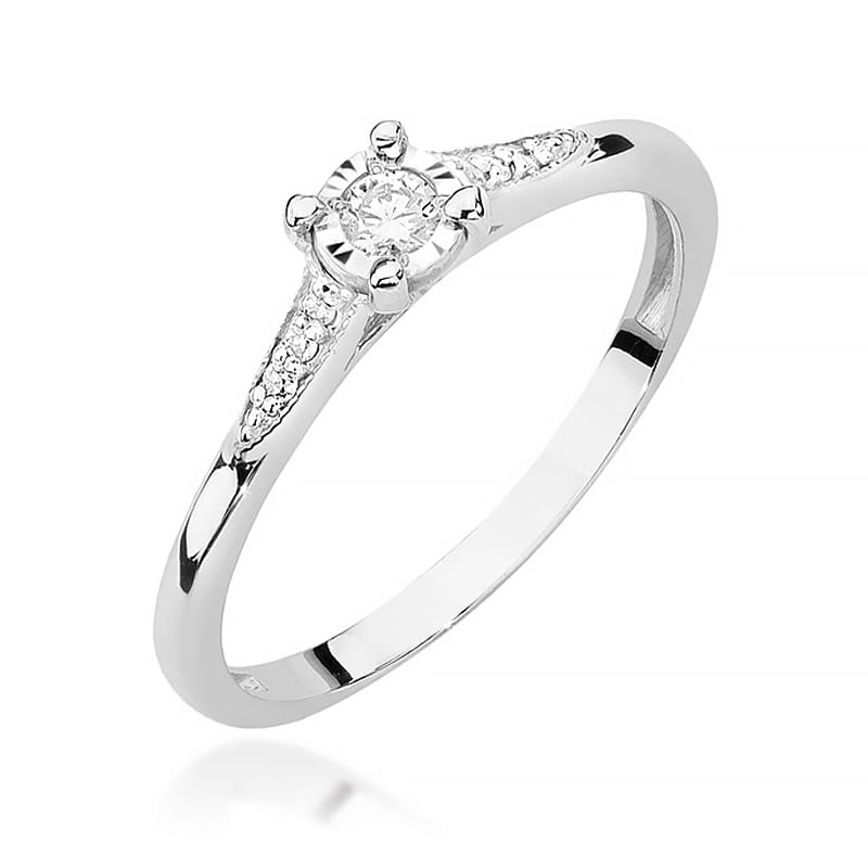 Pierścionek Diament 0,08ct białe złoto 1 Pierścionek W0466 Diament 0