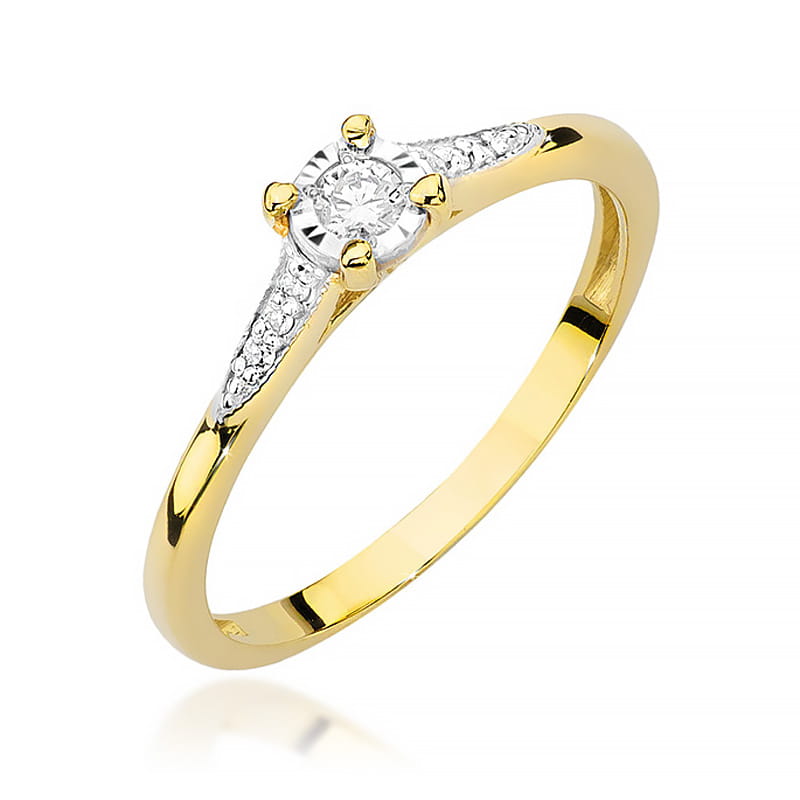 Pierścionek Diament 0,08ct żółte złoto 1 Pierścionek W0466 Diament 0