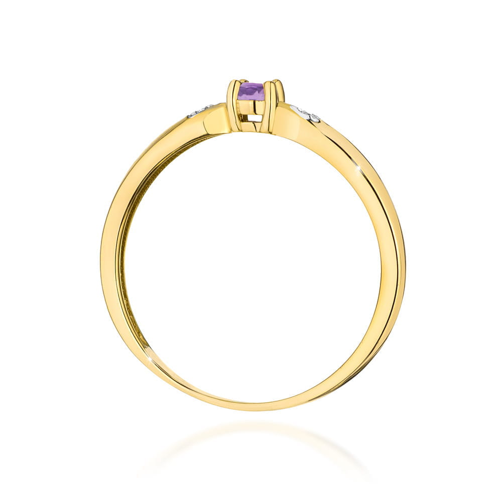 Pierścionek Ametyst 0,10ct żółte złoto 3 Pierścionek Ametyst 0,10ct żółte złoto - obrazek 3