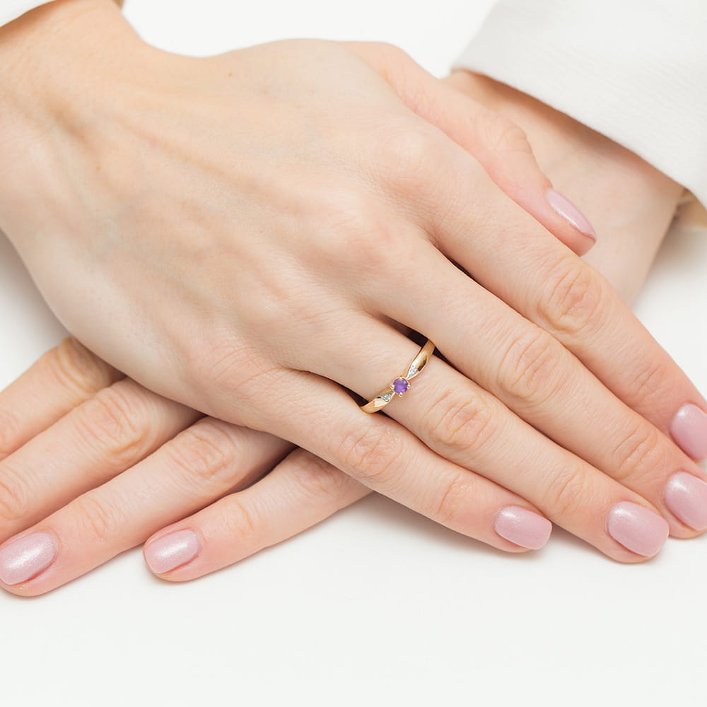 Pierścionek Ametyst 0,10ct żółte złoto 4 Pierścionek Ametyst 0,10ct żółte złoto - obrazek 4