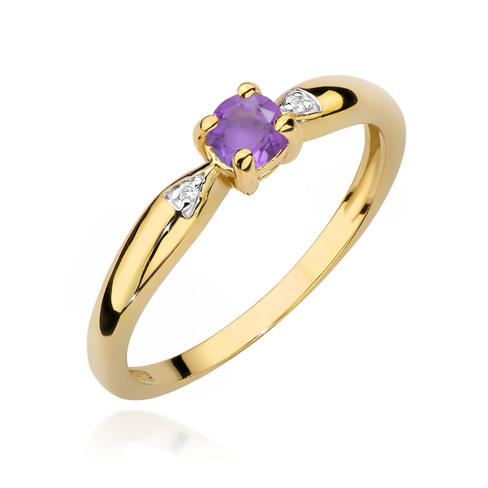Pierścionek Ametyst 0,10ct żółte złoto 1 Pierścionek W0469 Ametyst 0