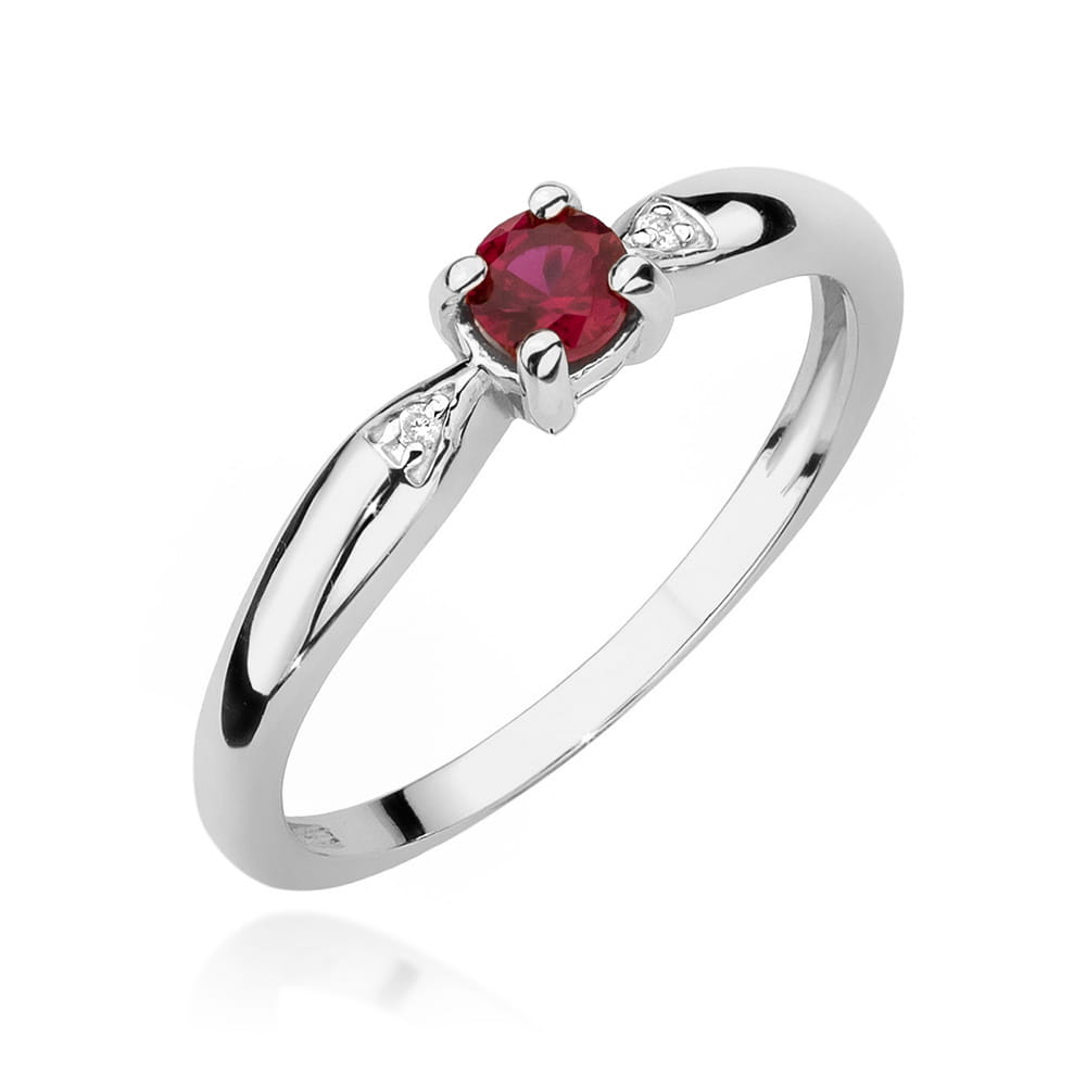 Pierścionek Rubin 0,15ct białe złoto 1 Pierścionek W0469 Rubin 0