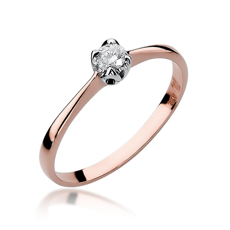 Pierścionek Diament 0,10ct różowe złoto 1 Pierścionek W047 Diament 0