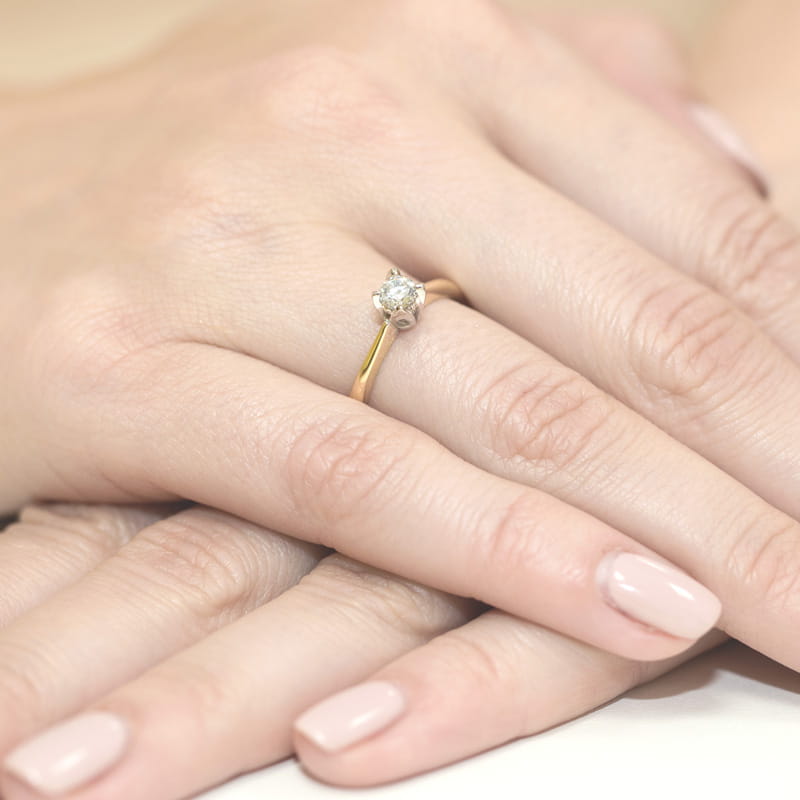 Pierścionek Diament 0,10ct żółte złoto 4 Pierścionek Diament 0,10ct żółte złoto - obrazek 4