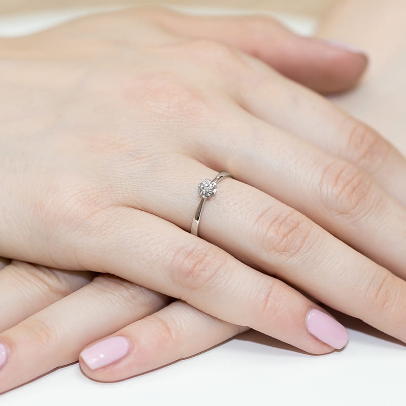 Pierścionek Diament 0,10ct białe złoto 4 Pierścionek Diament 0,10ct białe złoto - obrazek 4
