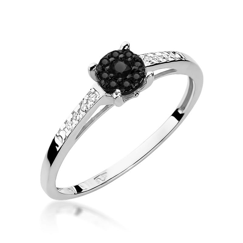Pierścionek Czarny Diament 0,08ct białe złoto 1 Pierścionek W055 Czarny Diament 0