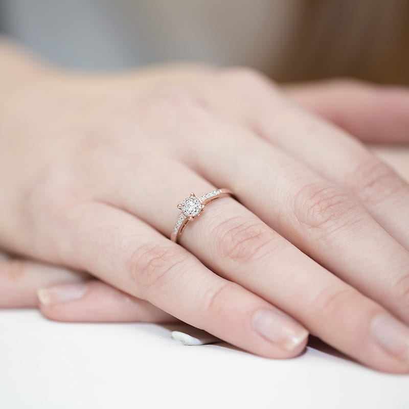 Pierścionek Diament 0,04ct różowe złoto 4 Pierścionek Diament 0,04ct różowe złoto - obrazek 4