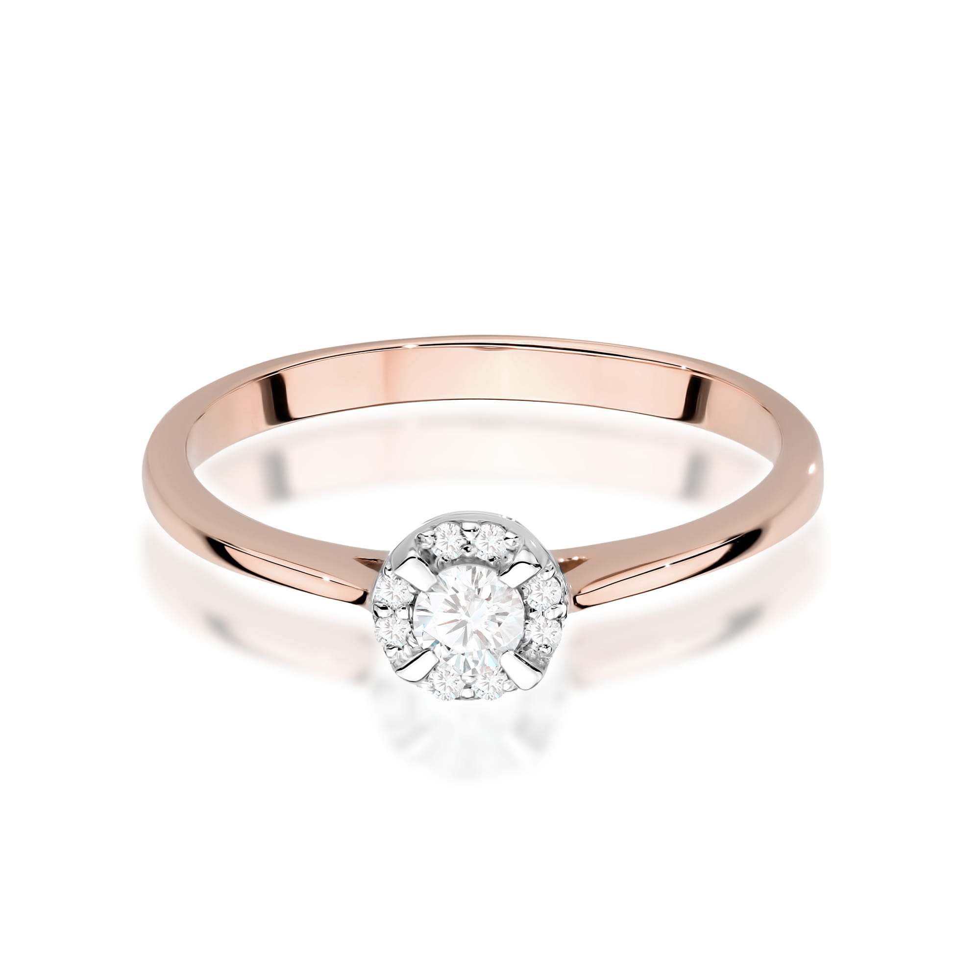 Pierścionek W0560 z diamentami różowe złoto 2 Pierścionek W0560 z diamentami różowe złoto - obrazek 2