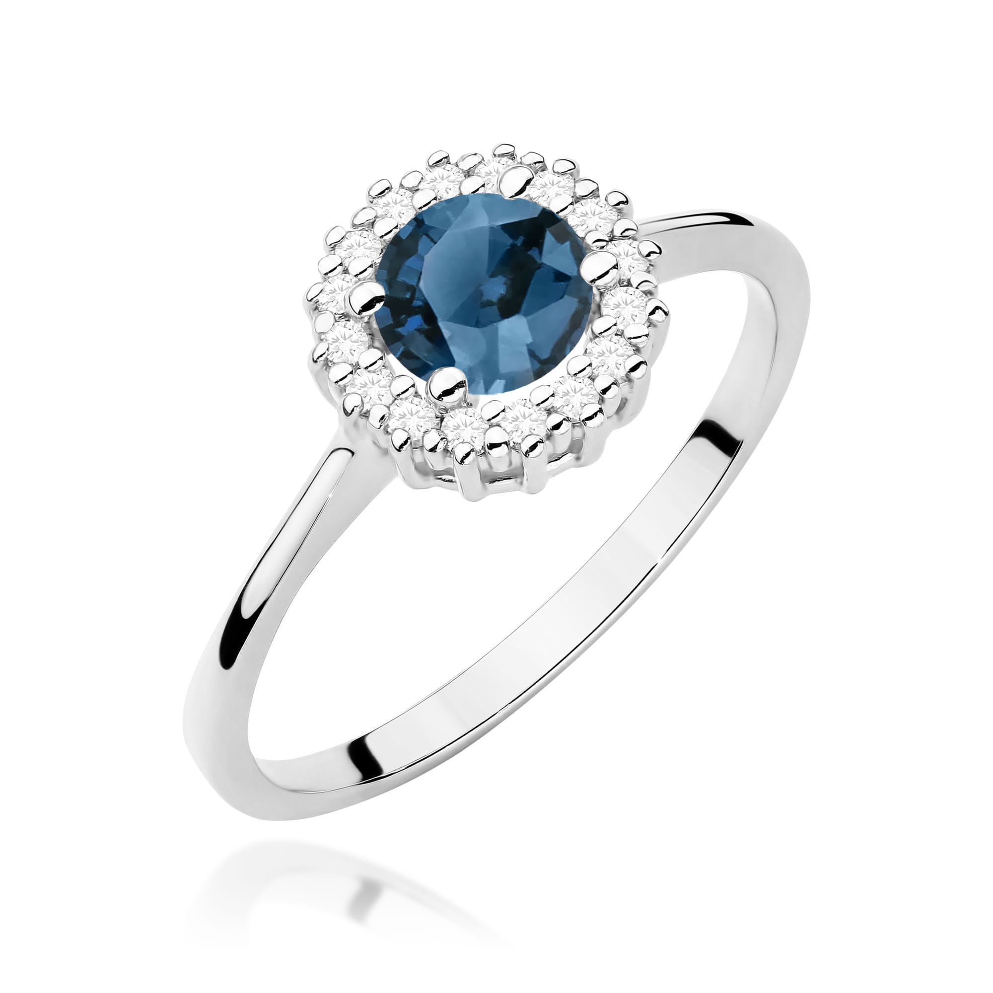 Pierścionek Topaz London Blue 0,50ct białe złoto 1 Pierścionek W0572 Topaz London Blue 0