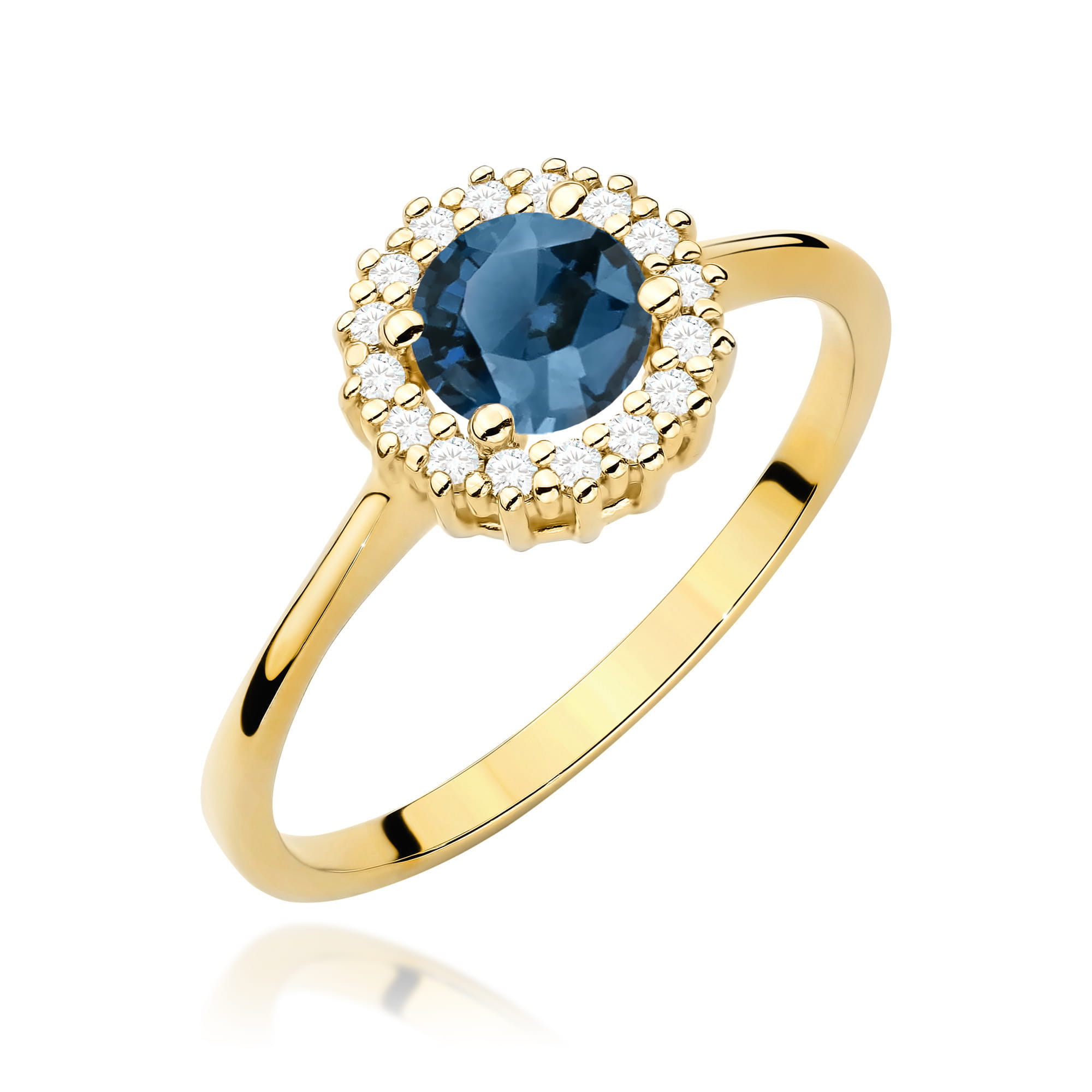Pierścionek Topaz London Blue 0,50ct żółte złoto 1 Pierścionek W0572 Topaz London Blue 0