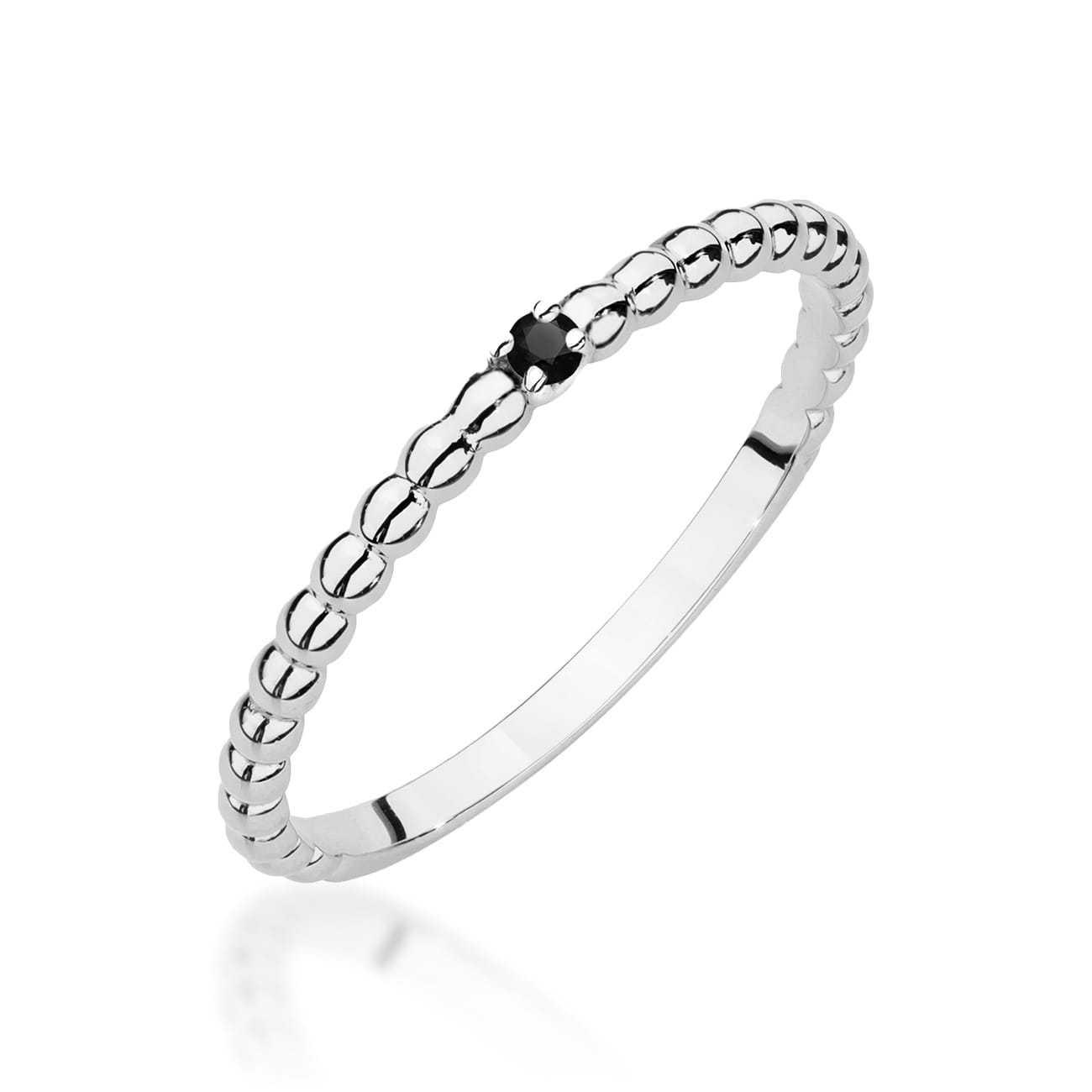 Pierścionek Czarny Diament 0,02ct białe złoto 1 Pierścionek W0601 Czarny Diament 0