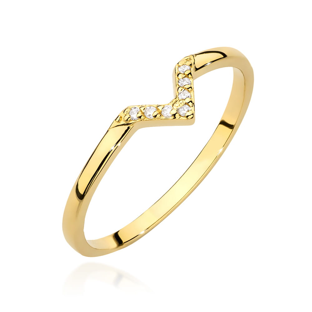 Pierścionek z diamentami żółte złoto 1 Pierścionek W0602 z diamentami żółte złoto Jubiler Kraków BigDIAMOND