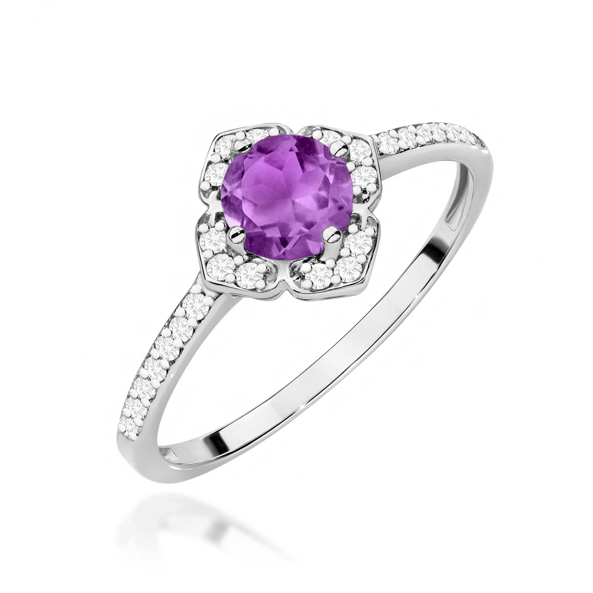 Pierścionek Ametyst 0,50ct białe złoto 1 Pierścionek W0603 Ametyst 0