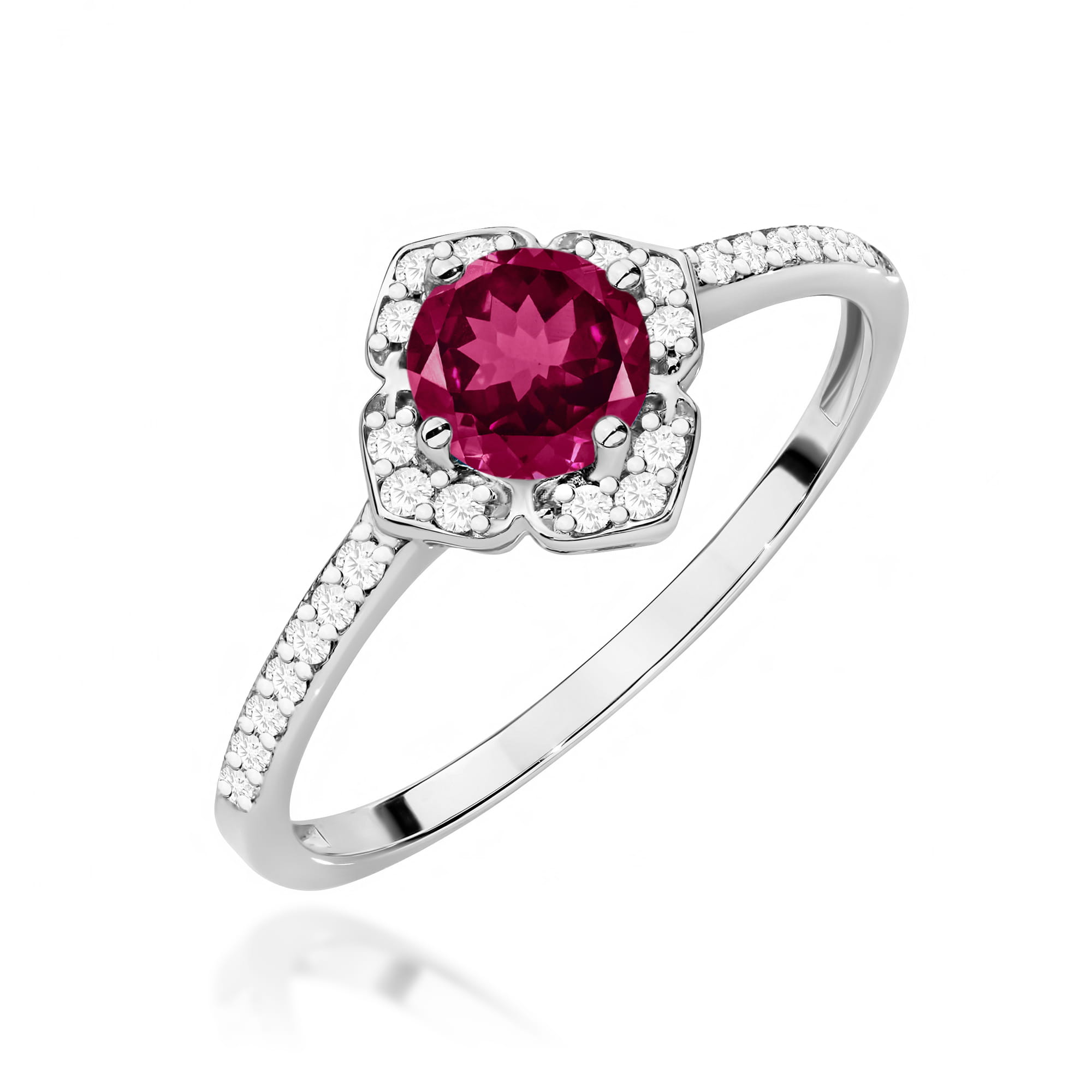 Pierścionek Rodolit 0,60ct białe złoto 1 Pierścionek W0603 Rodolit 0