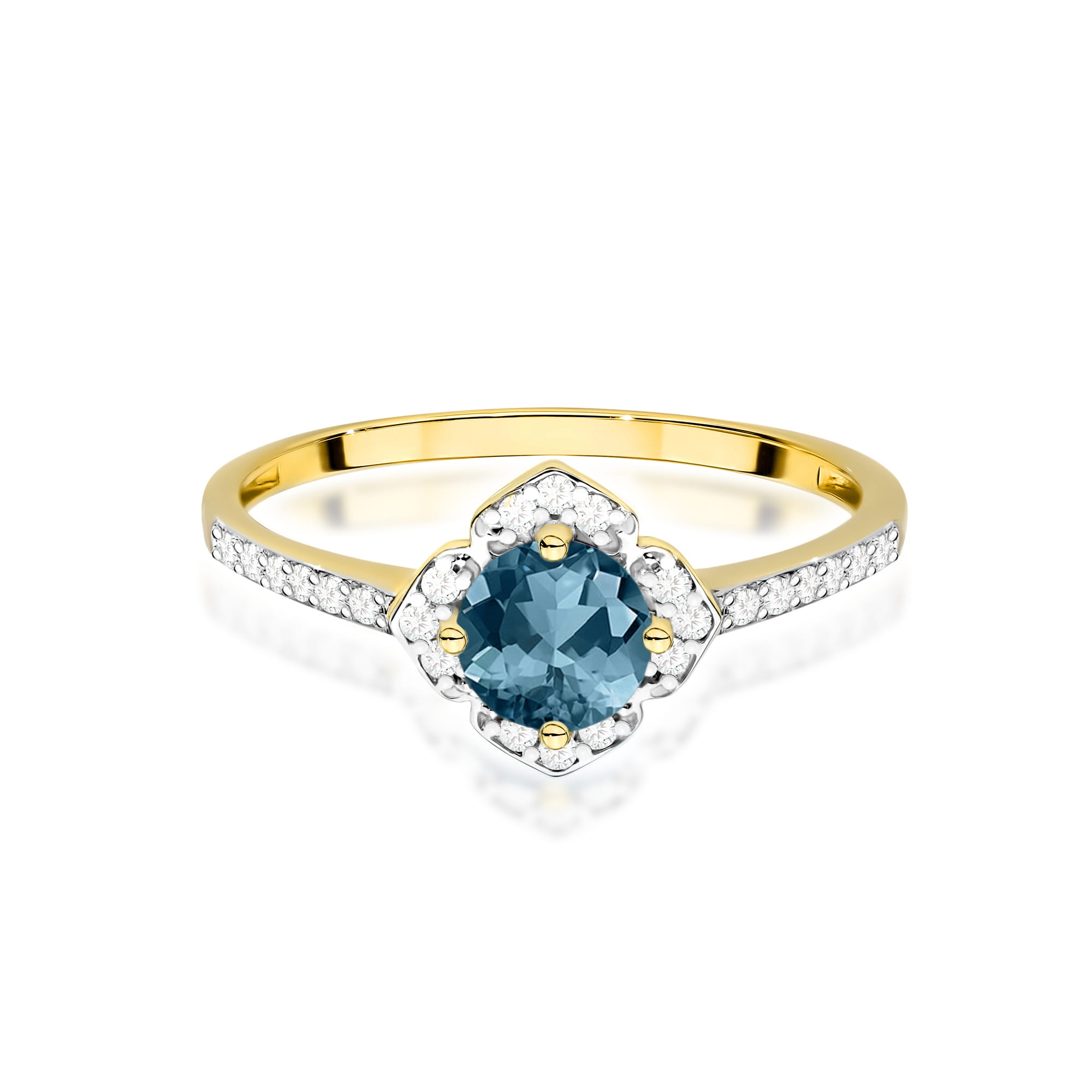 Pierścionek Topaz London Blue 0,50ct żółte złoto 2 50ct żółte złoto Jubiler Kraków BigDIAMOND