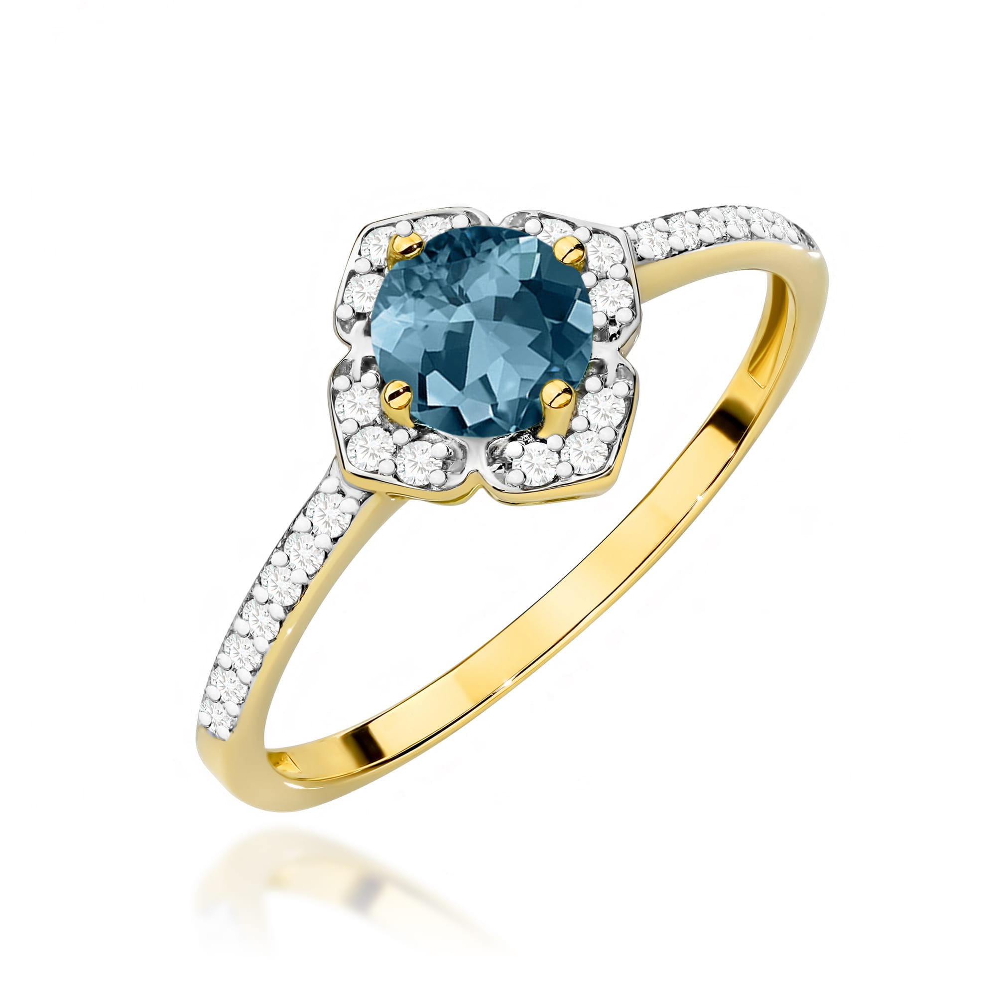 Pierścionek Topaz London Blue 0,50ct żółte złoto 1 Pierścionek W0603 Topaz London Blue 0
