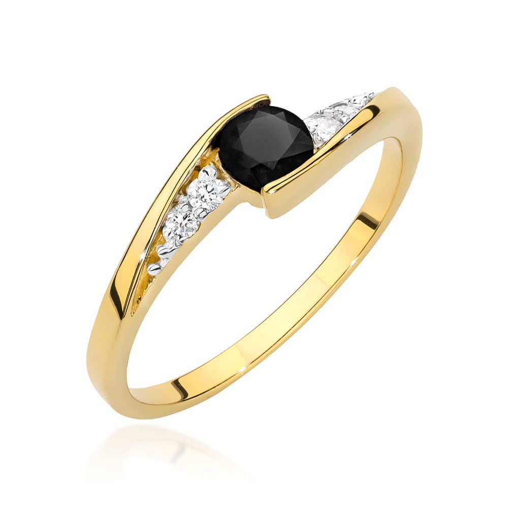 Pierścionek Czarny Diament 0,30ct żółte złoto 1 Pierścionek W0618 Czarny Diament 0