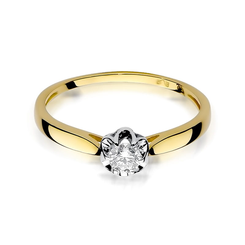 Pierścionek Diament 0,15ct żółte złoto 2 15ct żółte złoto Jubiler Kraków BigDIAMOND