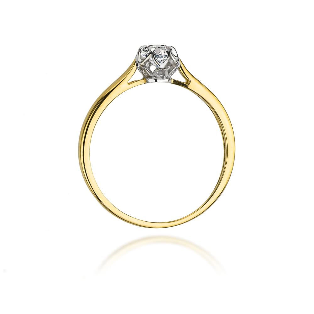 Pierścionek Diament 0,15ct żółte złoto 3 Pierścionek Diament 0,15ct żółte złoto - obrazek 3