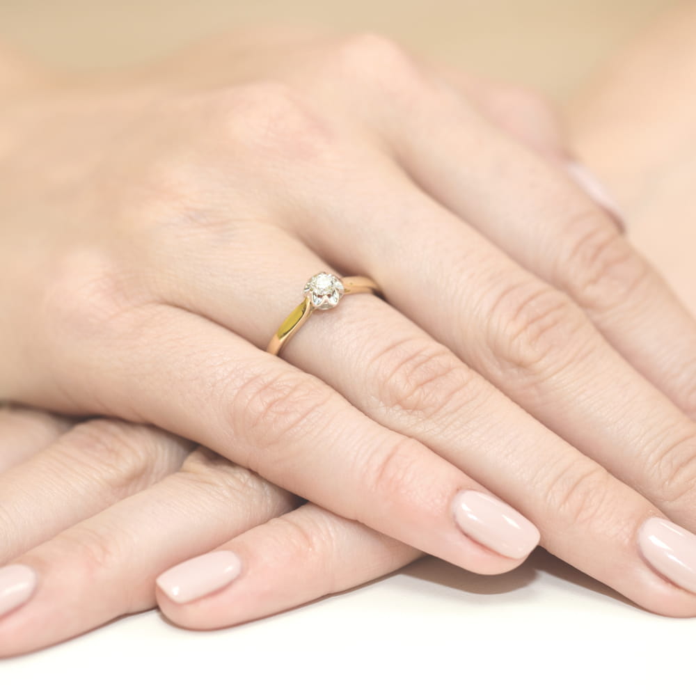 Pierścionek Diament 0,15ct żółte złoto 4 Pierścionek Diament 0,15ct żółte złoto - obrazek 4