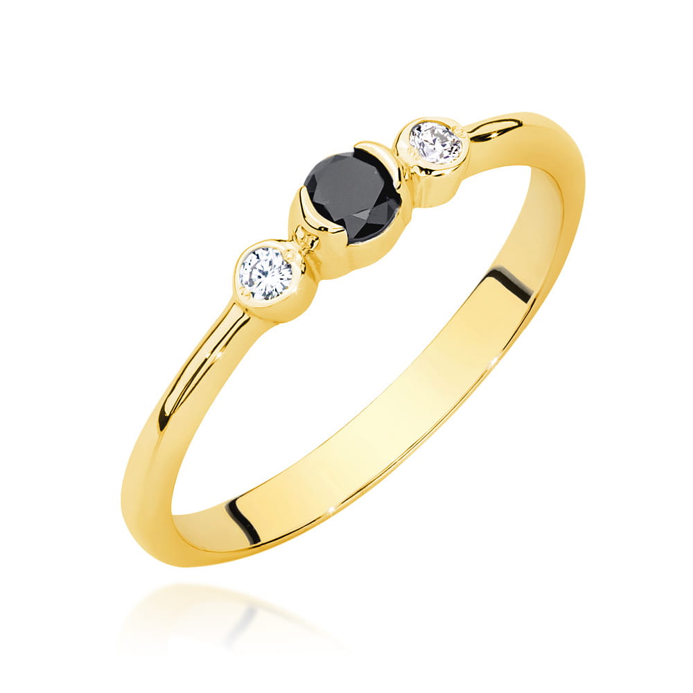 Pierścionek Czarny Diament 0,12ct żółte złoto 1 Pierścionek W0620 Czarny Diament 0