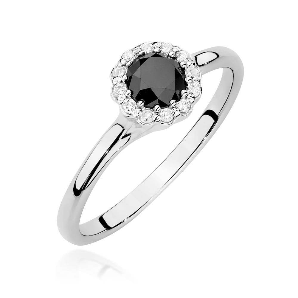 Pierścionek Czarny Diament 0,50ct białe złoto 1 Pierścionek W0622 Czarny Diament 0
