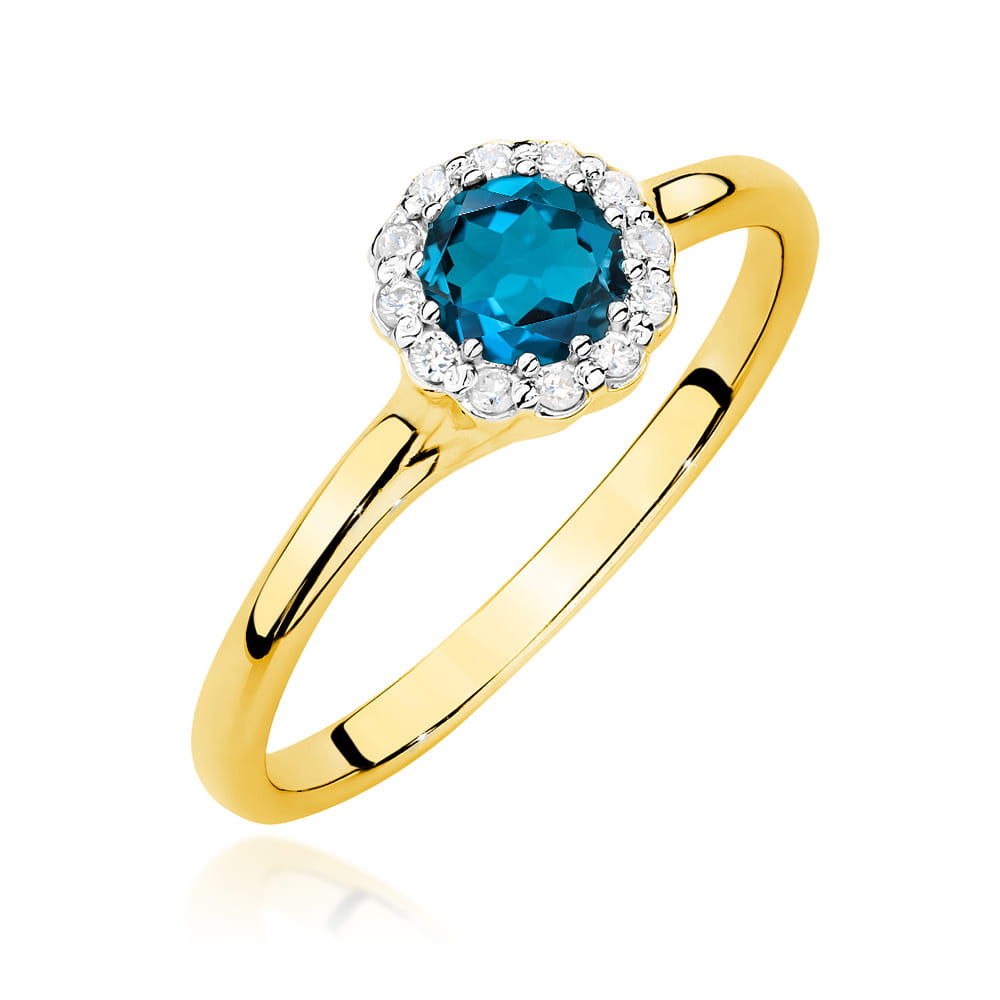 Pierścionek Topaz London Blue 0,50ct żółte złoto 1 Pierścionek W0622 Topaz London Blue 0