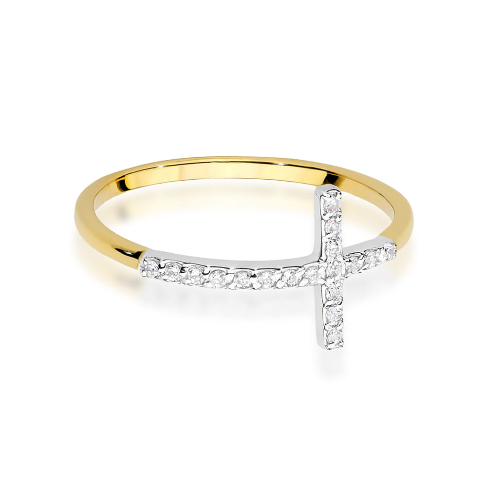 Pierścionek z diamentami żółte złoto 2 Pierścionek z diamentami żółte złoto - obrazek 2