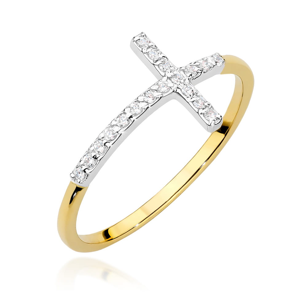 Pierścionek z diamentami żółte złoto 1 Pierścionek W0636 z diamentami żółte złoto Jubiler Kraków BigDIAMOND
