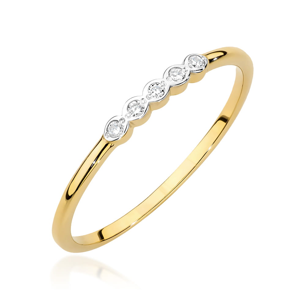 Pierścionek z diamentami żółte złoto 1 Pierścionek W0638 z diamentami żółte złoto Jubiler Kraków BigDIAMOND