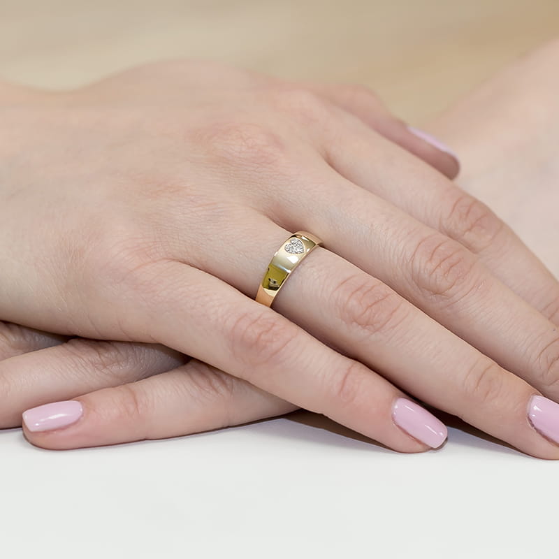 Pierścionek z diamentami żółte złoto 4 Pierścionek z diamentami żółte złoto - obrazek 4