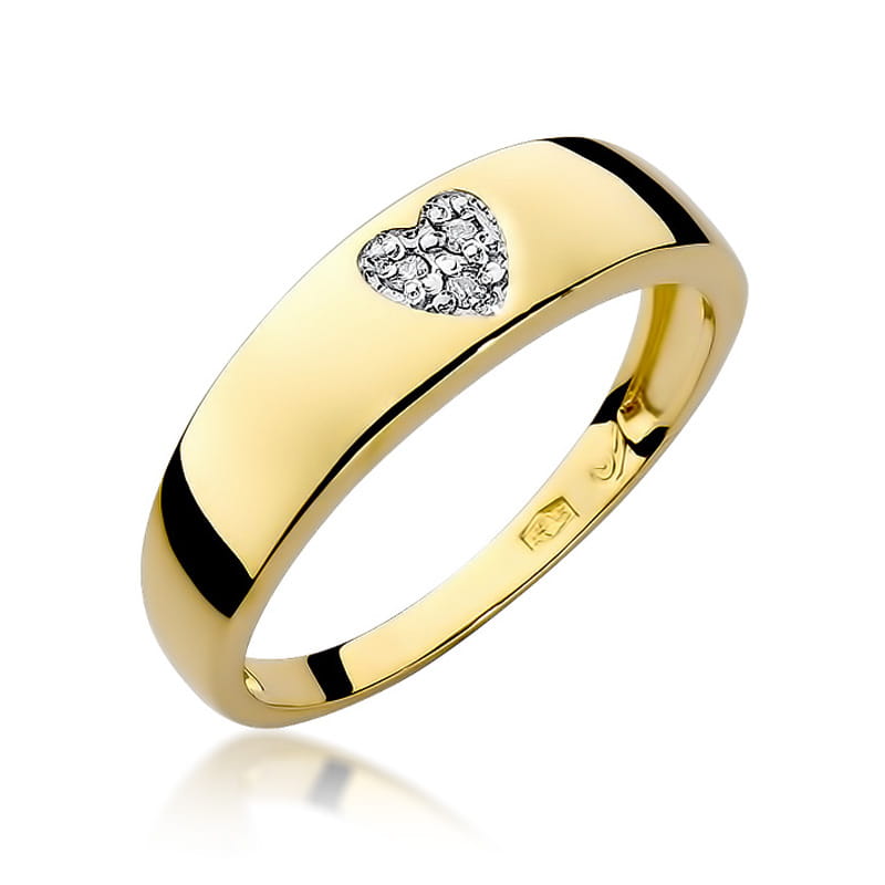 Pierścionek z diamentami żółte złoto 1 Pierścionek W064 z diamentami żółte złoto Jubiler Kraków BigDIAMOND
