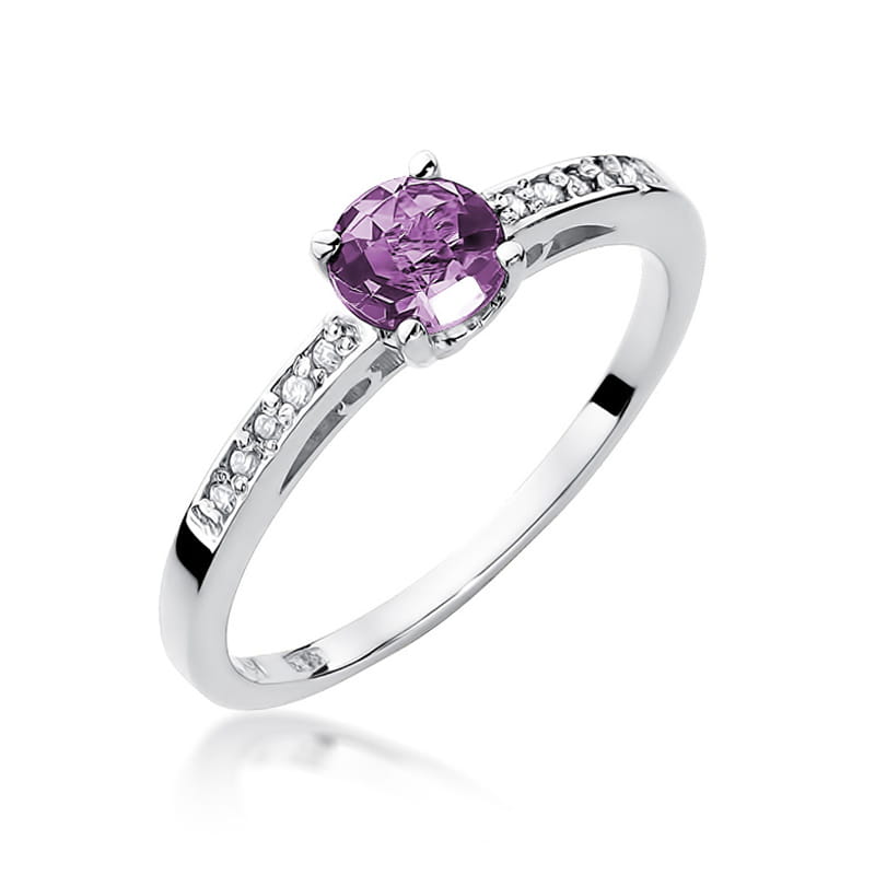 Pierścionek Ametyst 0,50ct białe złoto 1 Pierścionek W066 Ametyst 0