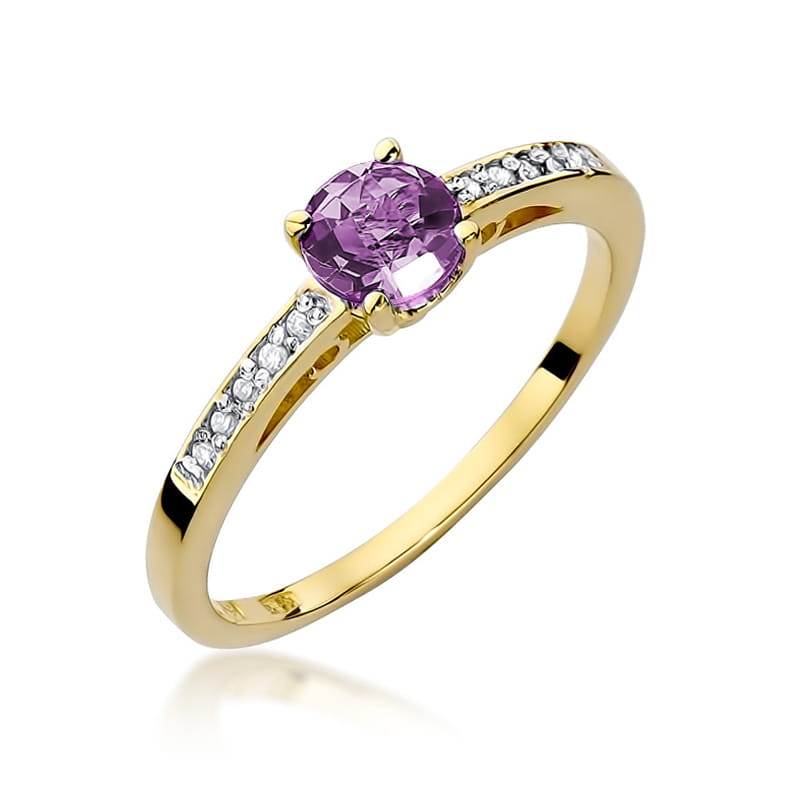 Pierścionek Ametyst 0,50ct żółte złoto 1 Pierścionek W066 Ametyst 0