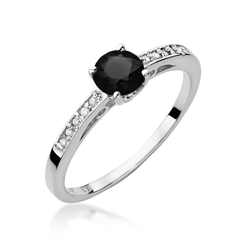 Pierścionek Czarny Diament 0,50ct białe złoto 1 Pierścionek W066 Czarny Diament 0