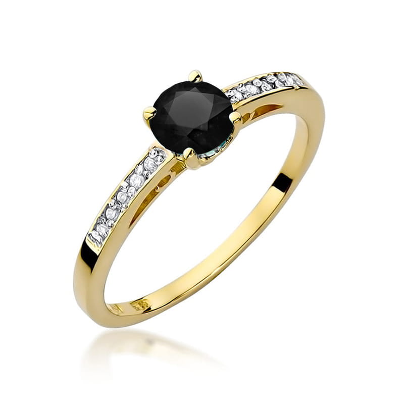 Pierścionek Czarny Diament 0,50ct żółte złoto 1 Pierścionek W066 Czarny Diament 0