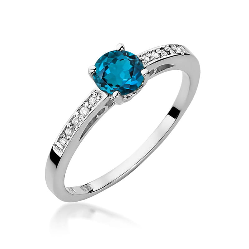 Pierścionek Topaz London Blue 0,50ct białe złoto 1 Pierścionek W066 Topaz London Blue 0