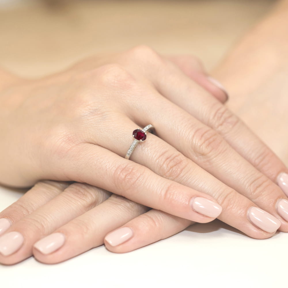 Pierścionek Rodolit 0,50ct białe złoto 3 Pierścionek Rodolit 0,50ct białe złoto - obrazek 3