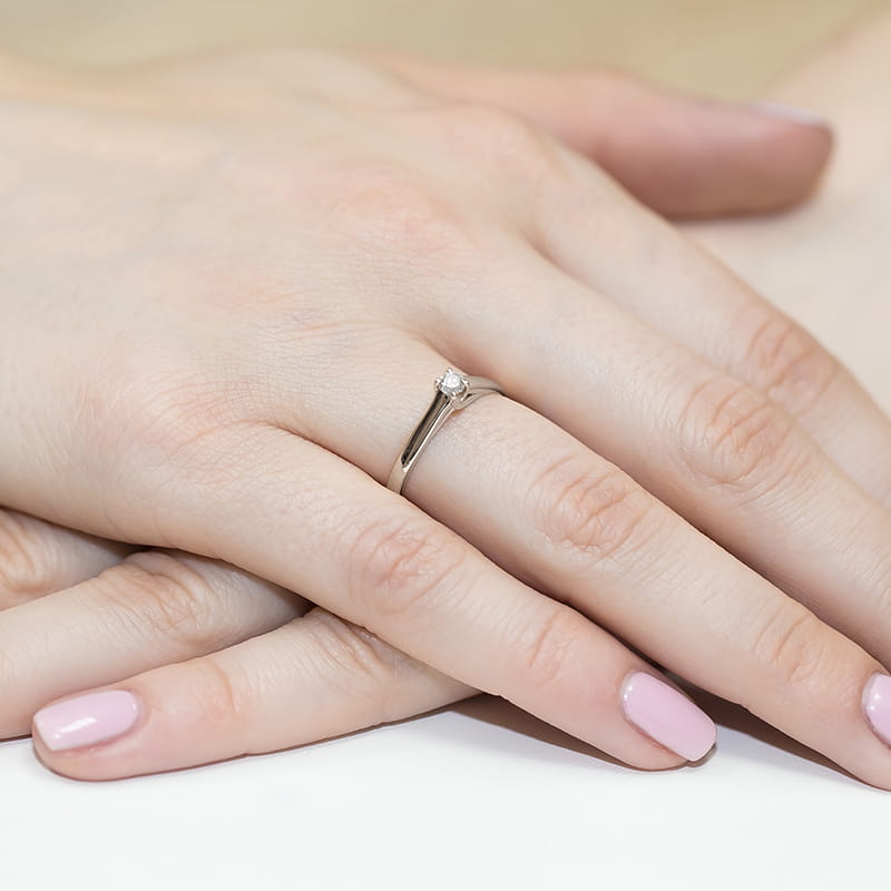 Pierścionek Diament 0,10ct białe złoto 4 Pierścionek Diament 0,10ct białe złoto - obrazek 4
