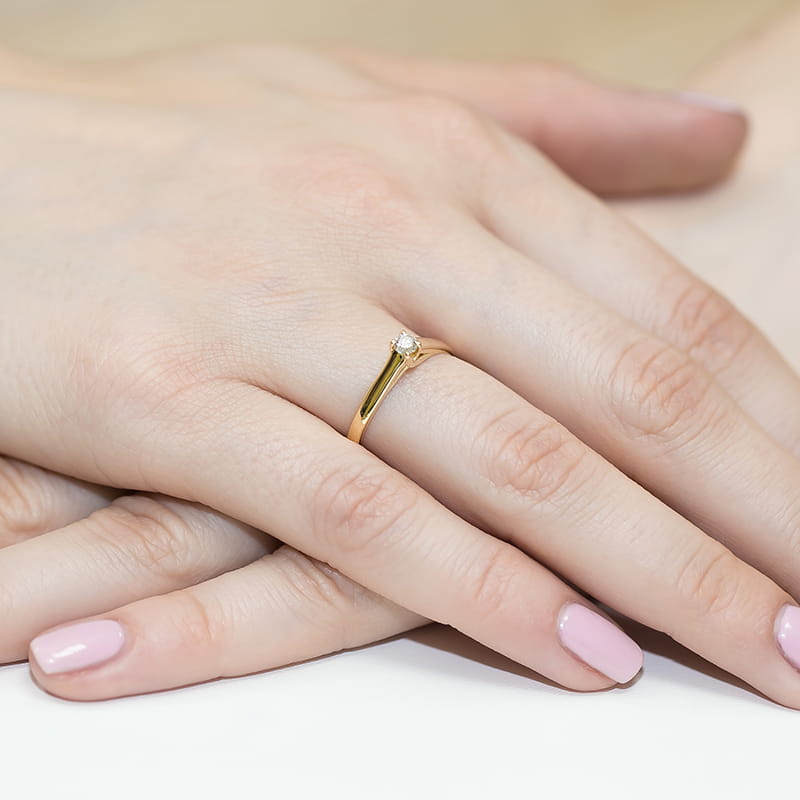 Pierścionek Diament 0,10ct żółte złoto 4 Pierścionek Diament 0,10ct żółte złoto - obrazek 4