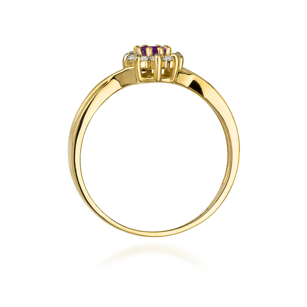 Pierścionek Ametyst 0,10ct żółte złoto 3 Pierścionek Ametyst 0,10ct żółte złoto - obrazek 3