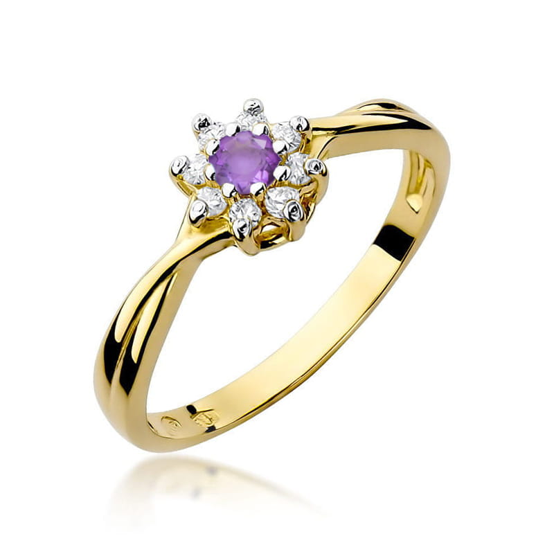 Pierścionek Ametyst 0,10ct żółte złoto 1 Pierścionek W072 Ametyst 0