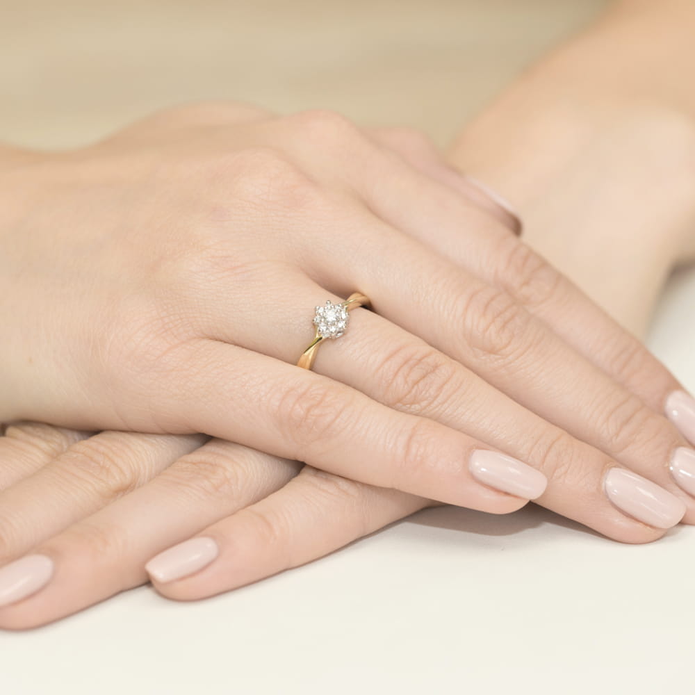 Pierścionek Diament 0,10ct żółte złoto 4 Pierścionek Diament 0,10ct żółte złoto - obrazek 4