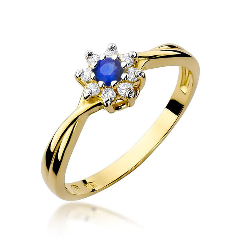 Pierścionek Szafir 0,15ct żółte złoto 1 Pierścionek W072 Szafir 0