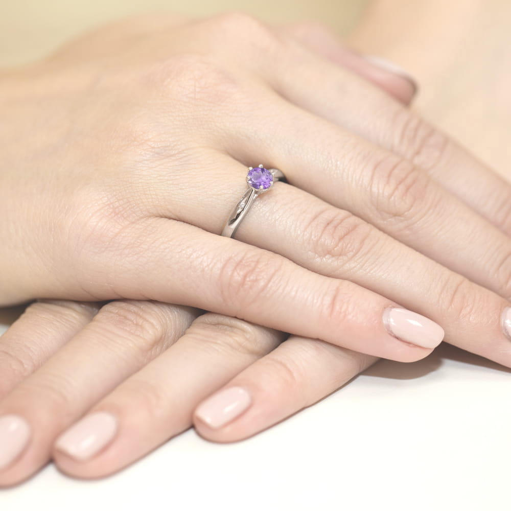 Pierścionek Ametyst 0,50ct białe złoto 4 Pierścionek Ametyst 0,50ct białe złoto - obrazek 4