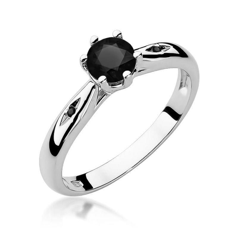 Pierścionek Czarny Diament 0,50ct białe złoto 1 Pierścionek W074 Czarny Diament 0